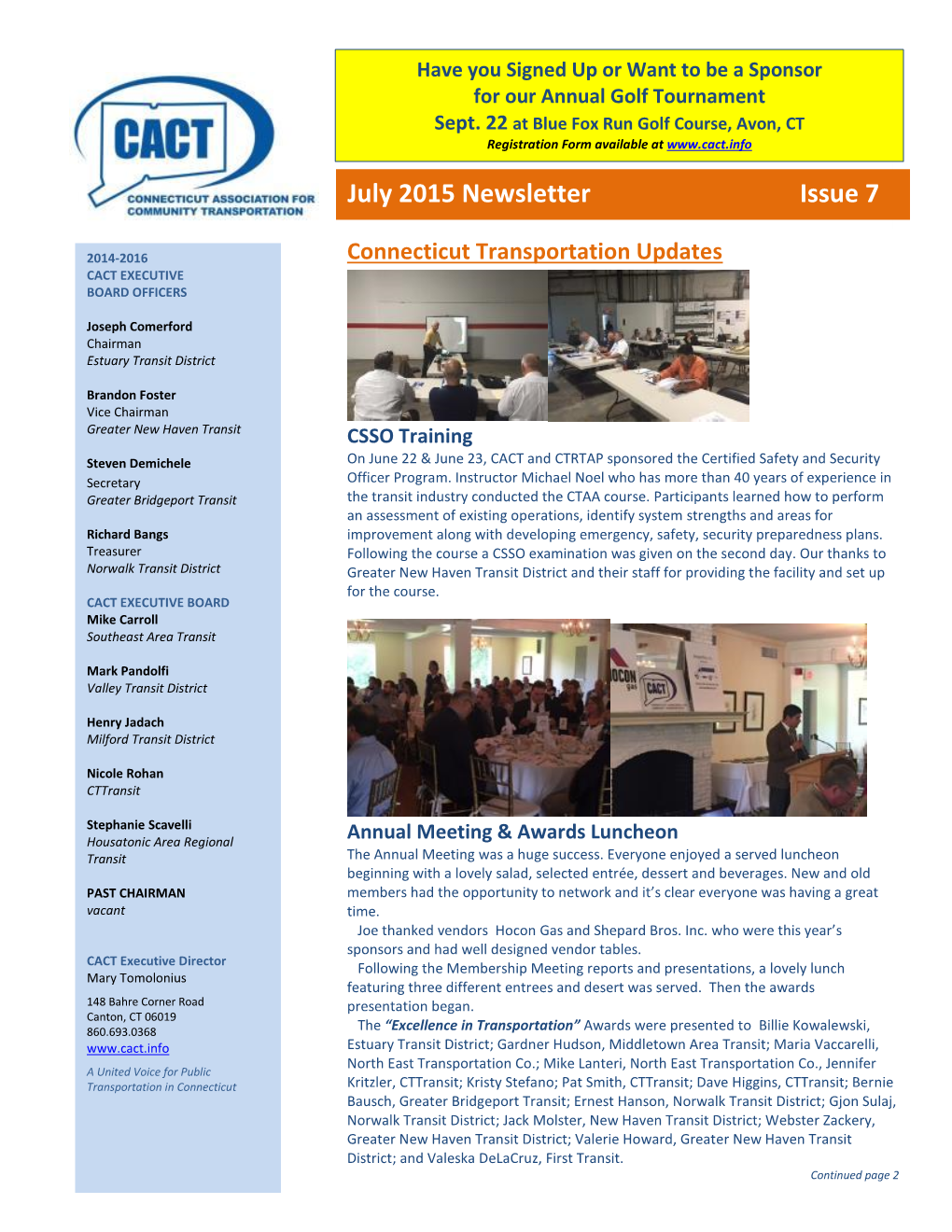 July 2015 Newsletter Issue 7