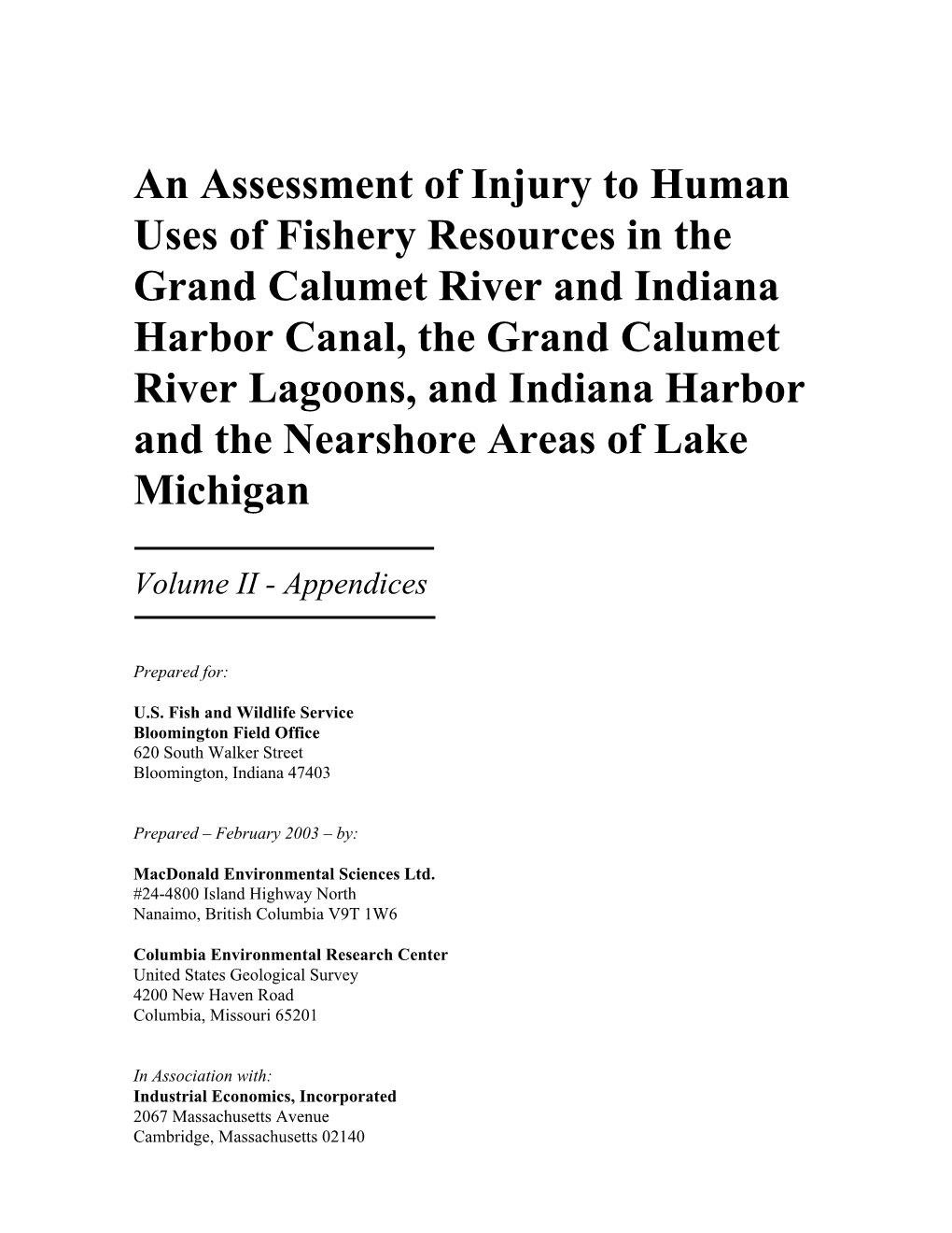 An Assessment of Injury to Human Uses of Fishery Resources in The