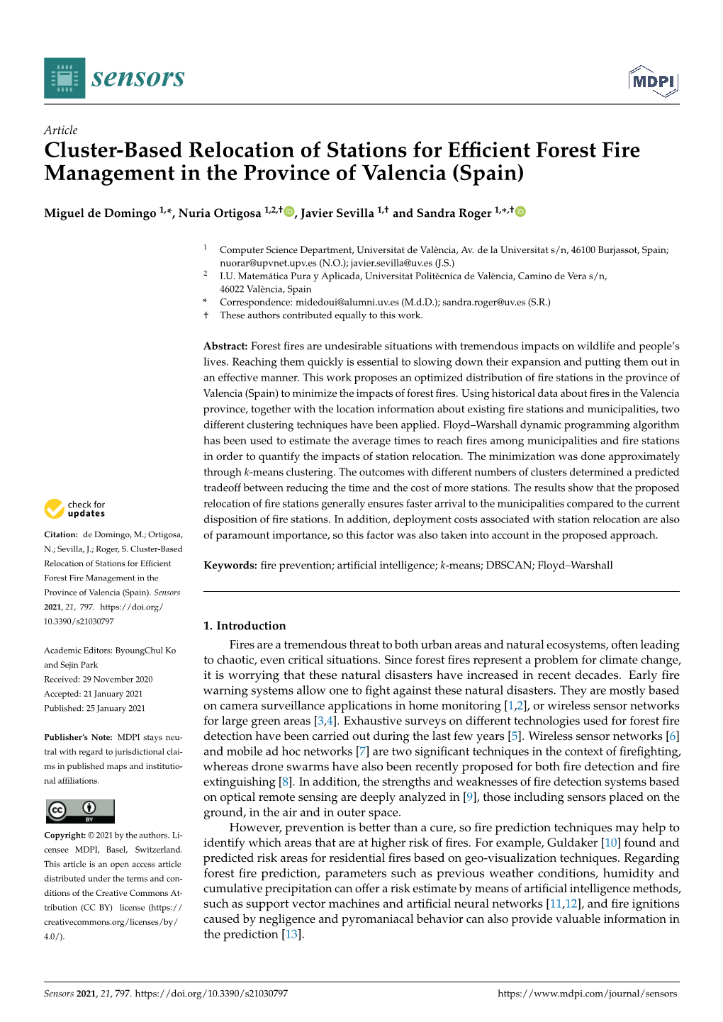 Cluster-Based Relocation of Stations for Efficient Forest Fire