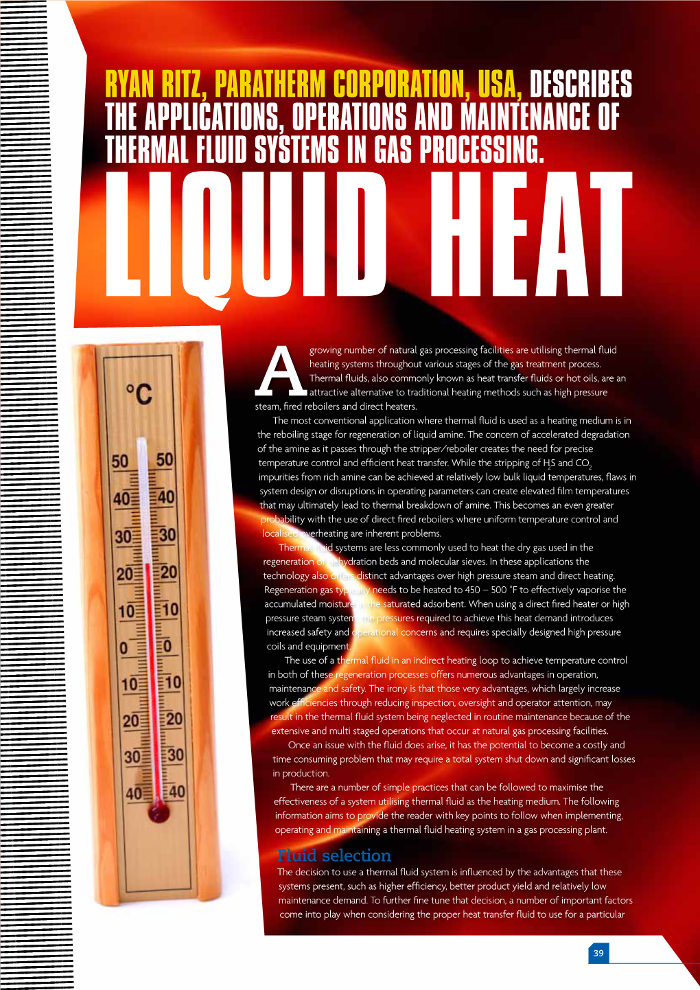 Thermal Fluid Systems in Gas Processing