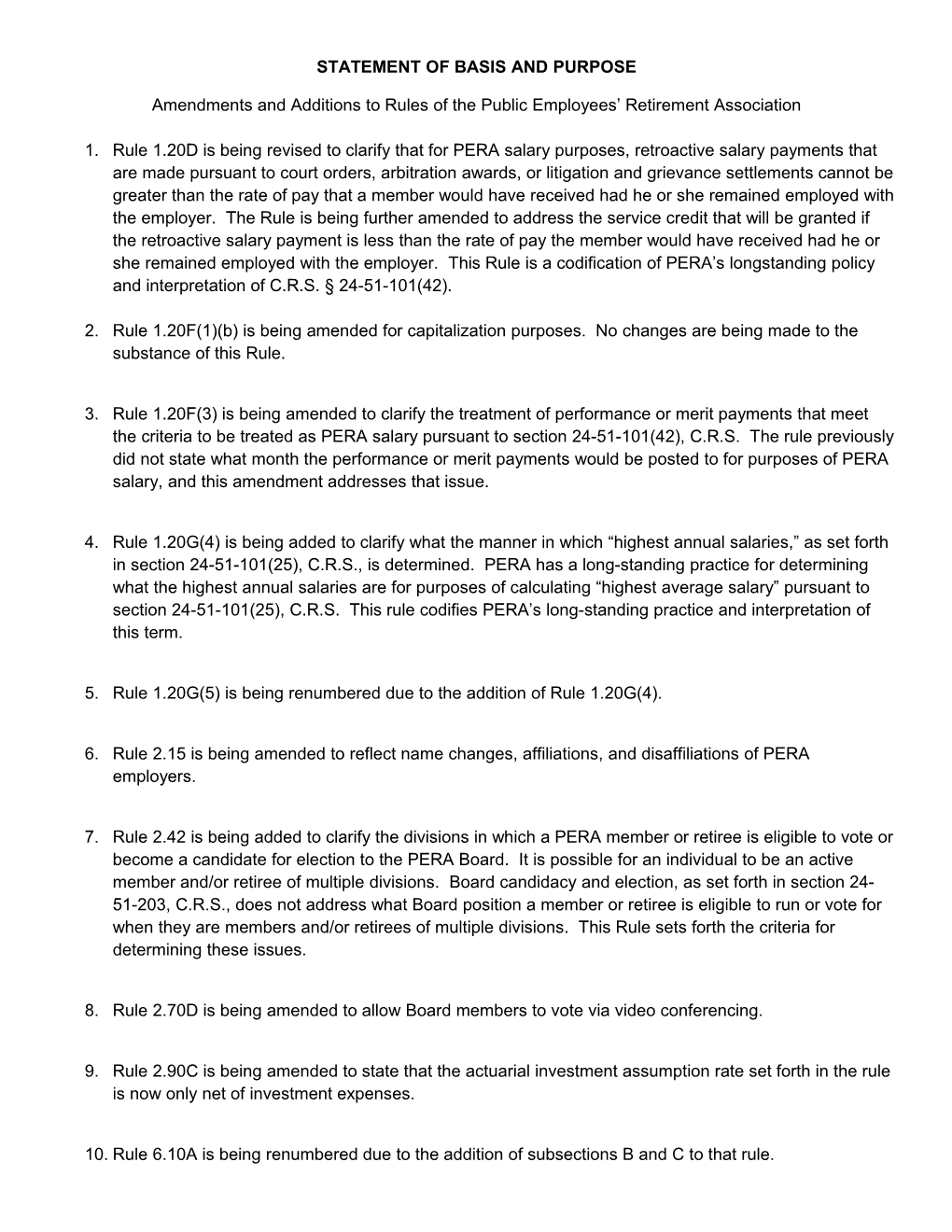 Statement of Basis and Purpose s5