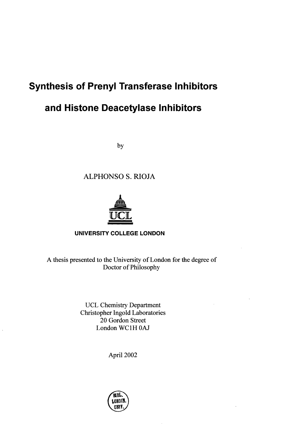 Synthesis of Prenyl Transferase Inhibitors and Histone Deacetylase