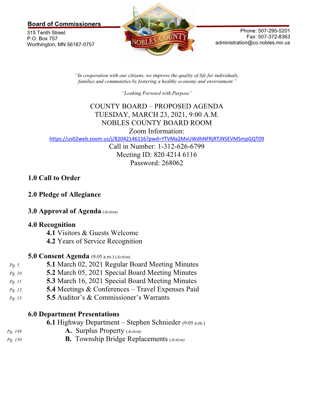 Proposed Agenda Tuesday, March 23, 2021, 9:00 Am