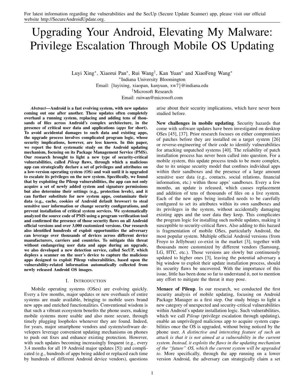 Upgrading Your Android, Elevating My Malware: Privilege Escalation Through Mobile OS Updating