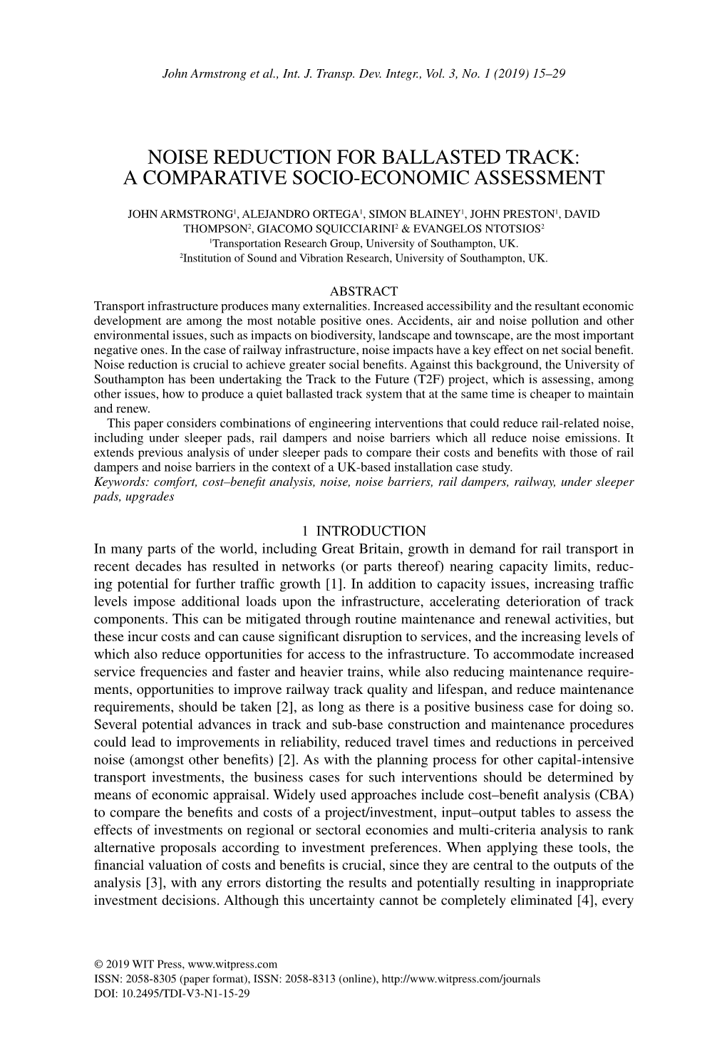 Noise Reduction for Ballasted Track: a Comparative Socio-Economic Assessment