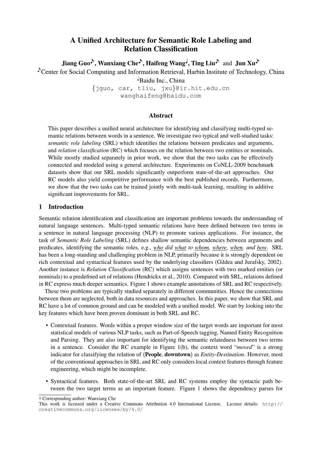 A Unified Architecture for Semantic Role Labeling and Relation