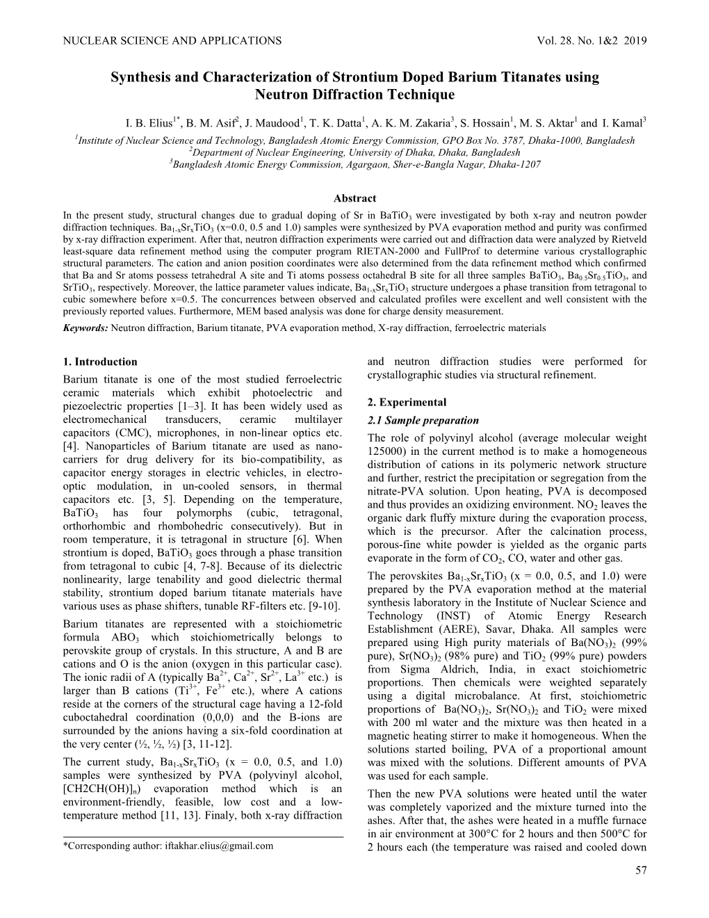 Synthesis and Characterization of Strontium Doped Barium Titanates Using Neutron Diffraction Technique