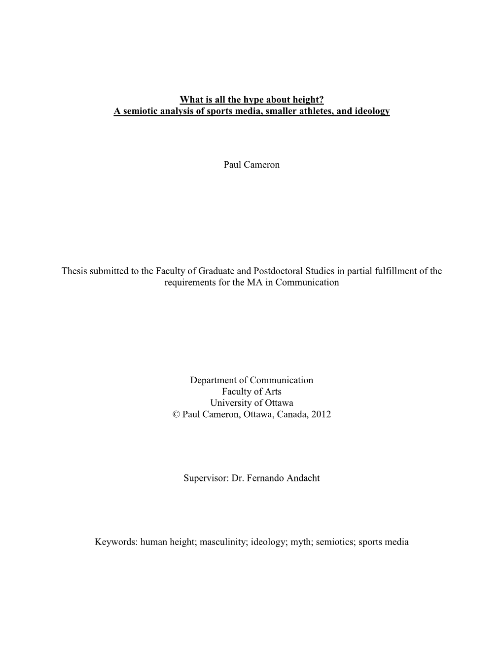 What Is All the Hype About Height? a Semiotic Analysis of Sports Media, Smaller Athletes, and Ideology