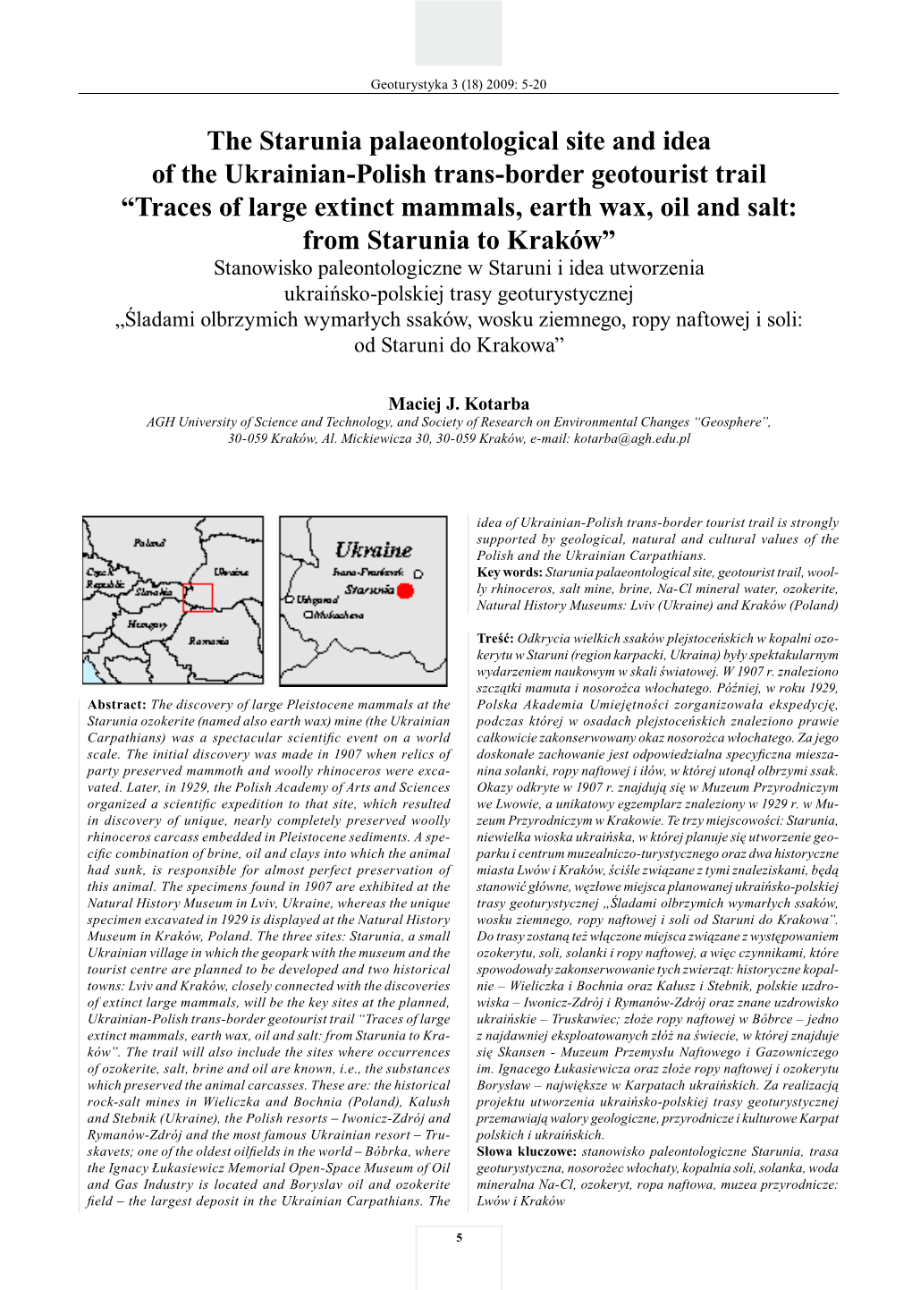 The Starunia Palaeontological Site and Idea of the Ukrainian-Polish