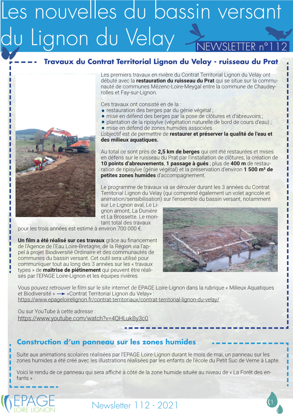 Du Lignon Du Velay NEWSLETTER N°112 Travaux Du Contrat Territorial Lignon Du Velay - Ruisseau Du Prat