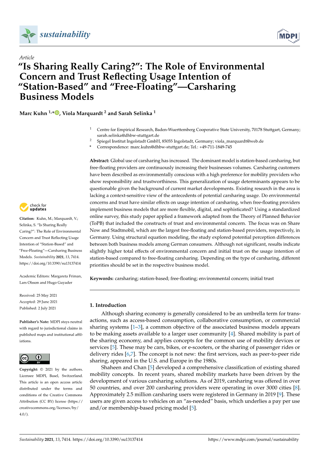 “Is Sharing Really Caring?”: the Role of Environmental Concern and Trust Reflecting Usage Intention Of