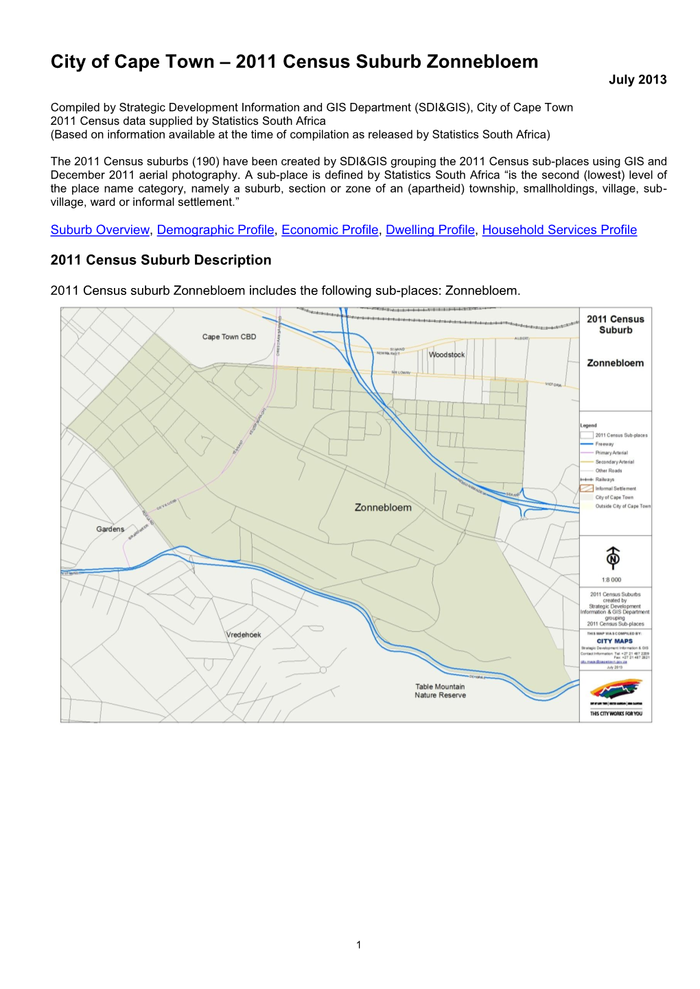 2011 Census Suburb Zonnebloem July 2013