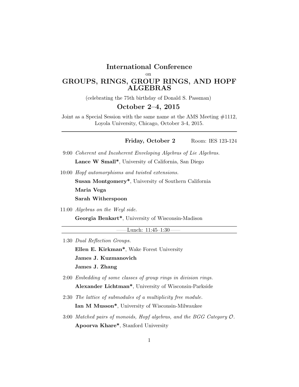International Conference GROUPS, RINGS, GROUP RINGS, AND