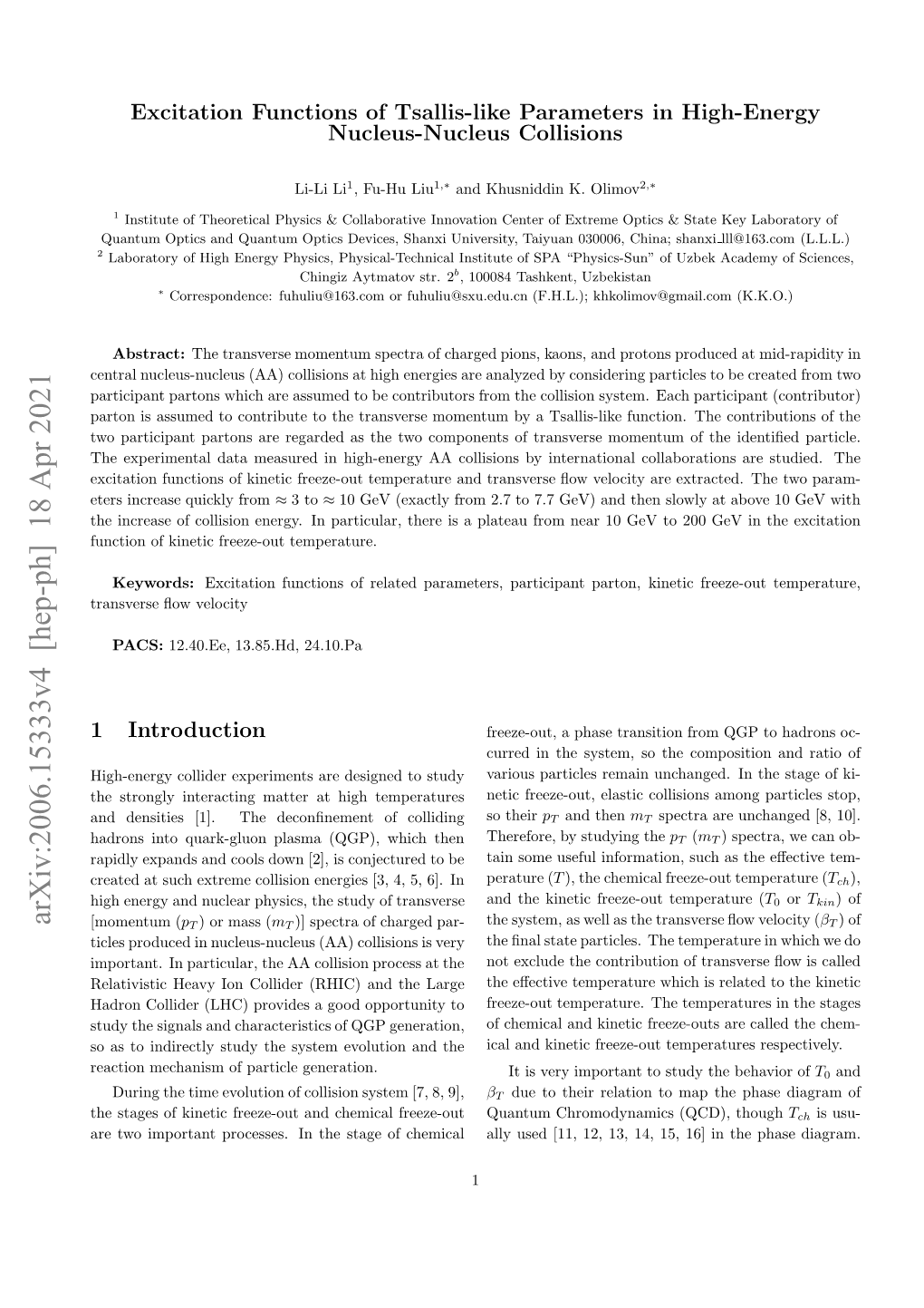 Arxiv:2006.15333V4 [Hep-Ph]