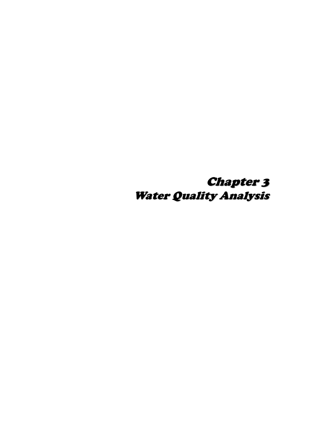 Chapter 3 Water Quality Analysis