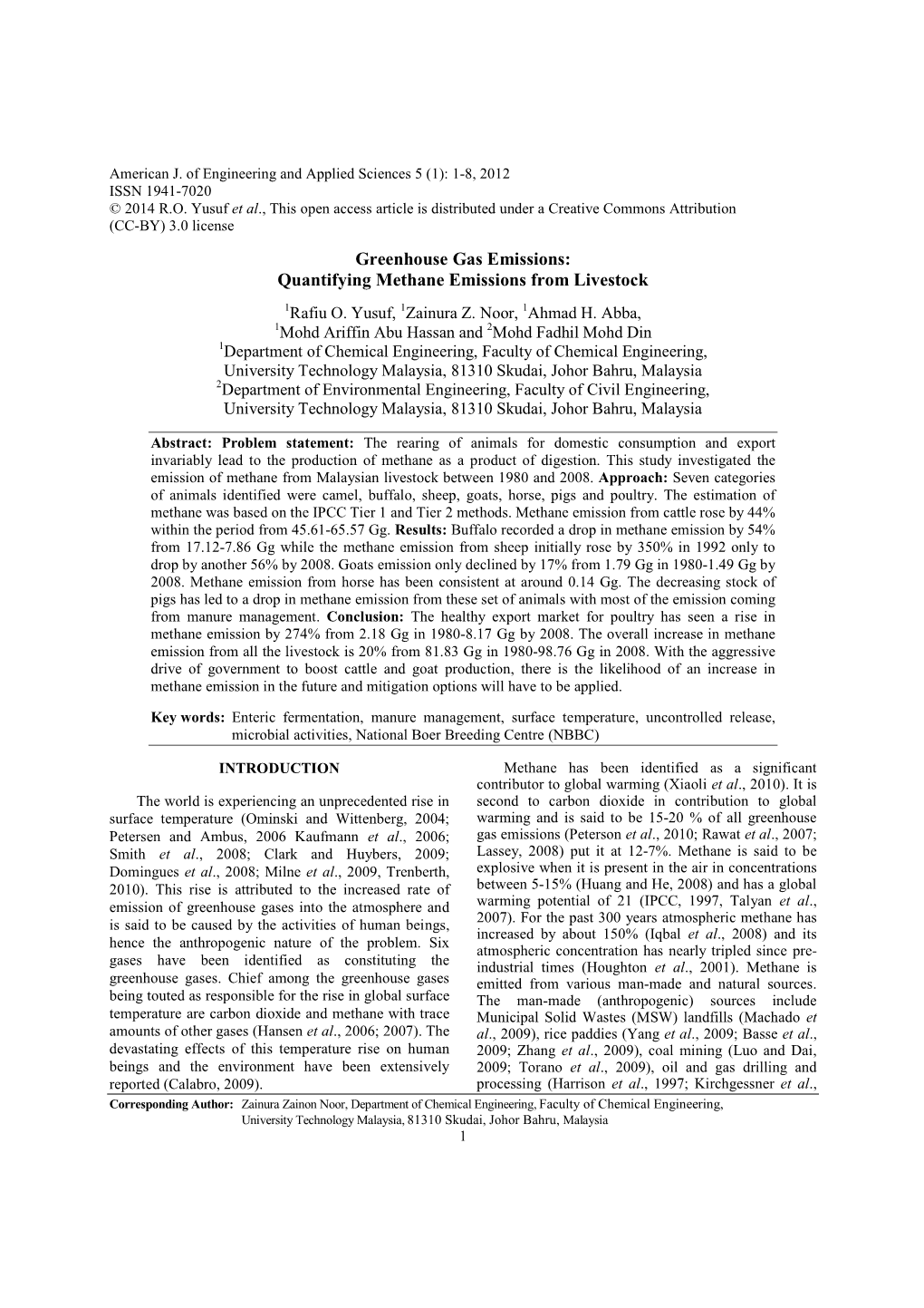 Greenhouse Gas Emissions: Quantifying Methane Emissions from Livestock