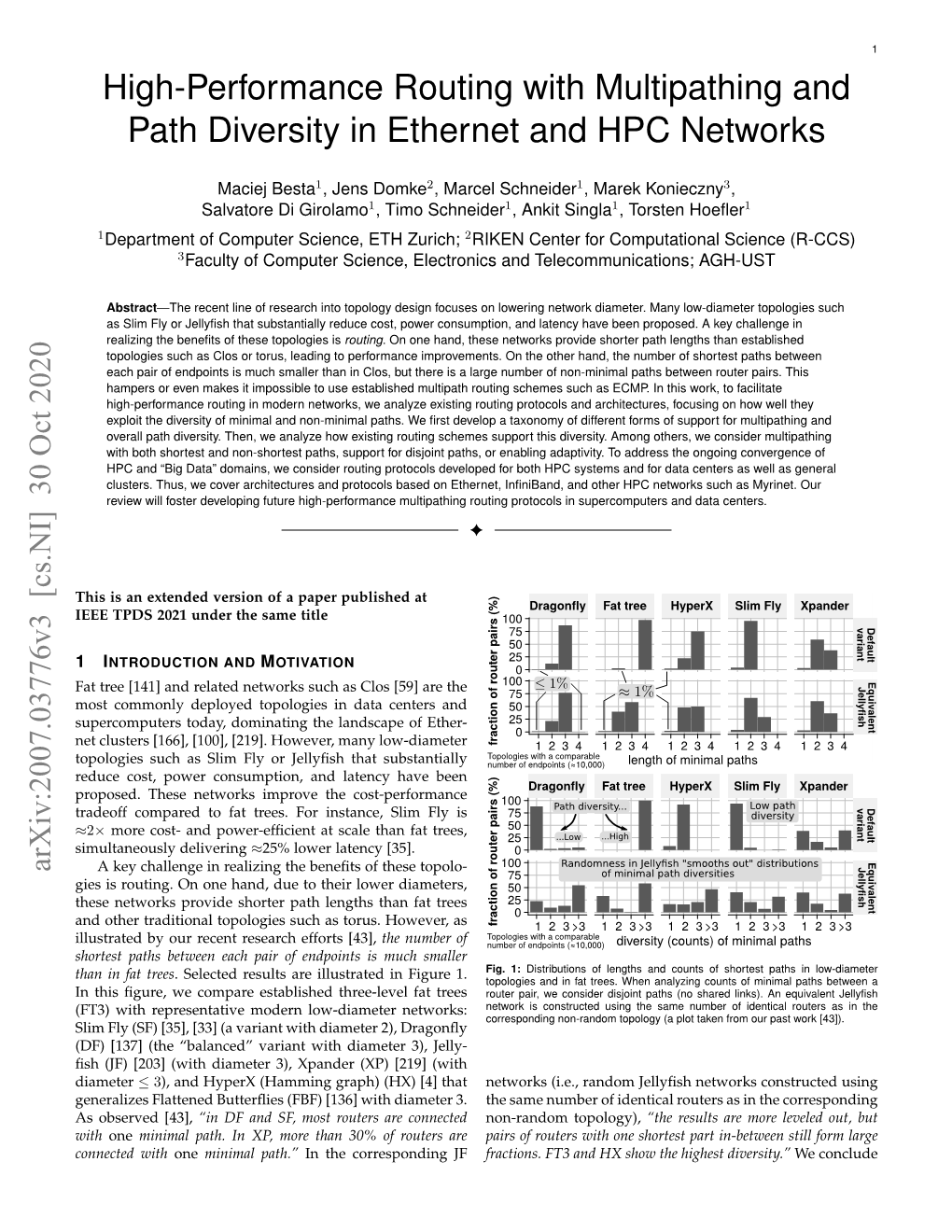 High-Performance Routing with Multipathing and Path Diversity in Ethernet and HPC Networks