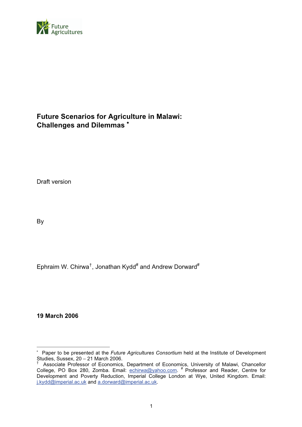 Impact of Economic and Trade Policy Reforms on Food Security in Malawi