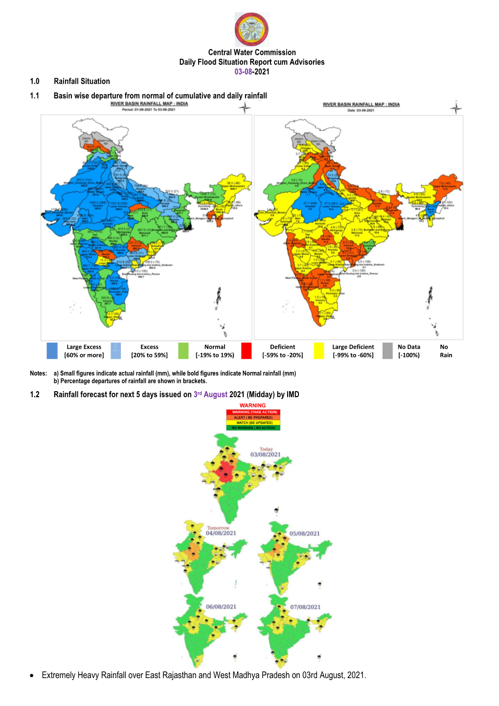 • Extremely Heavy Rainfall Over East Rajasthan and West Madhya