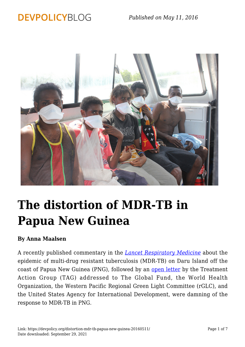 The Distortion of MDR-TB in Papua New Guinea