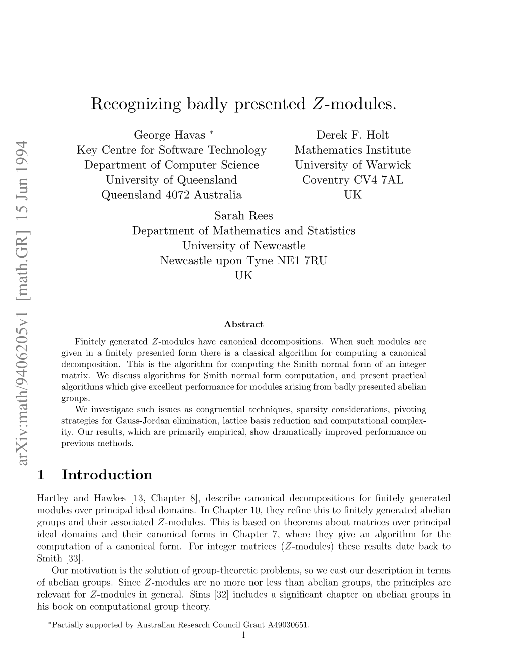 Recognizing Badly Presented Z-Modules