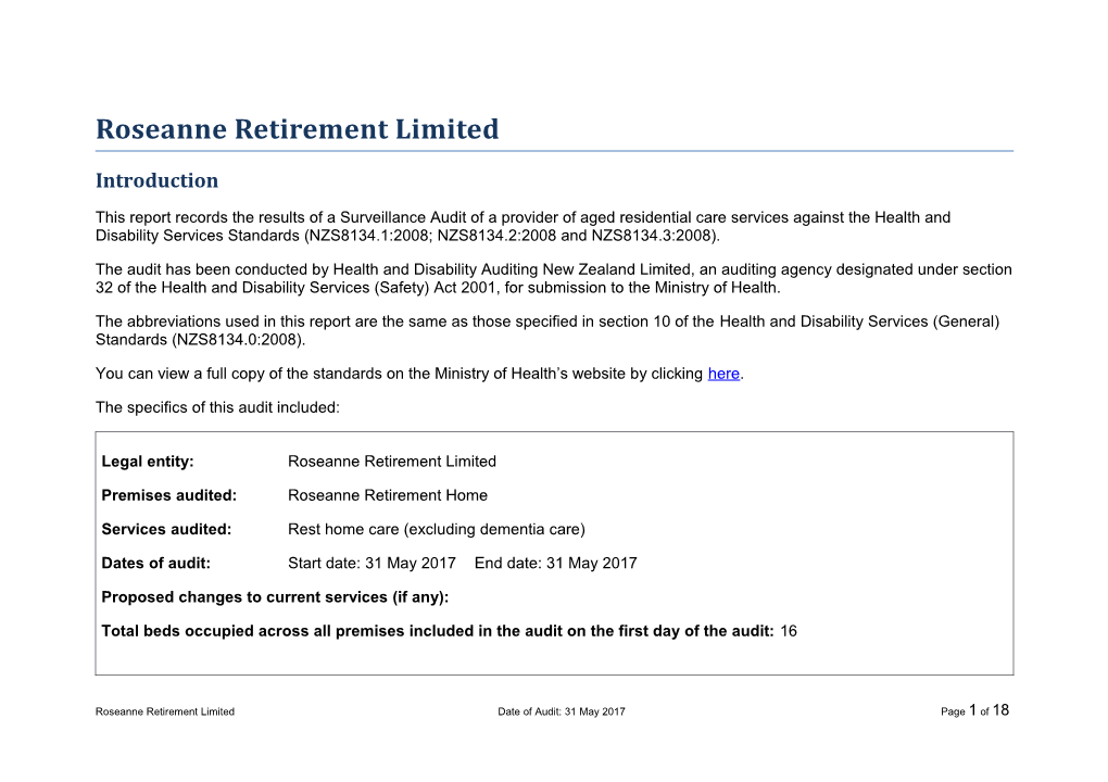 Roseanne Retirement Limited