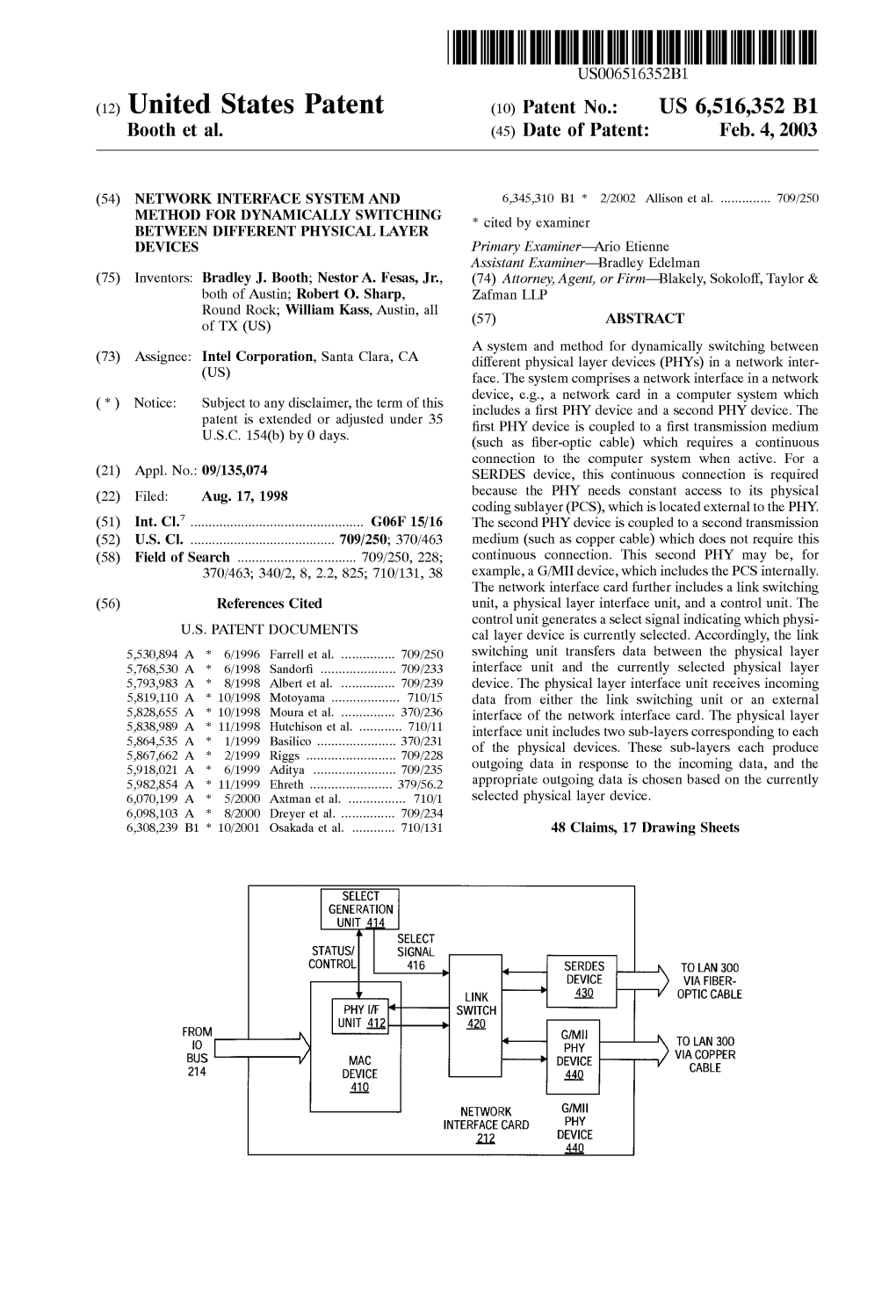 United States Patent (10) Patent N0.: US 6,516,352 B1 Booth Et Al