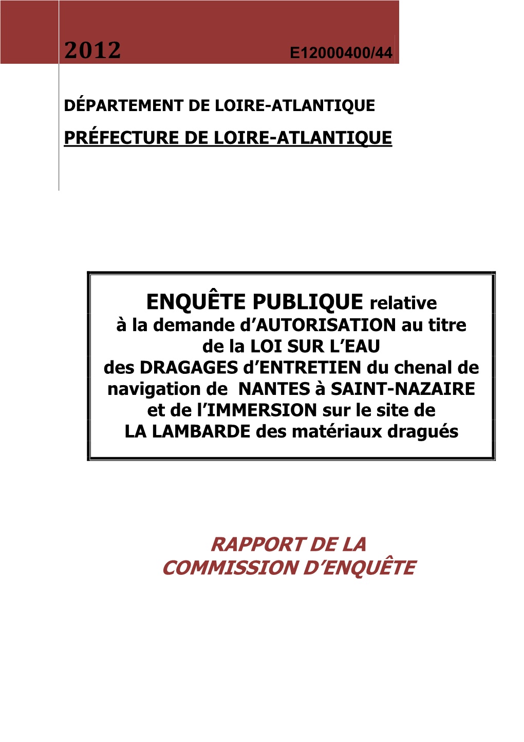 Rapport Commission D'enquete