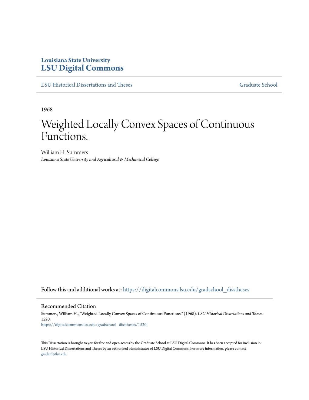 Weighted Locally Convex Spaces of Continuous Functions. William H