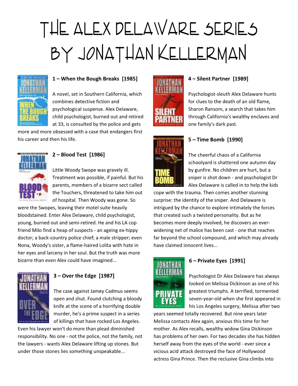 The Alex Delaware Series by Jonathan Kellerman