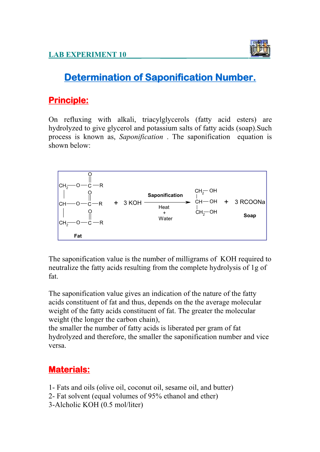 Determination of Saponification Number