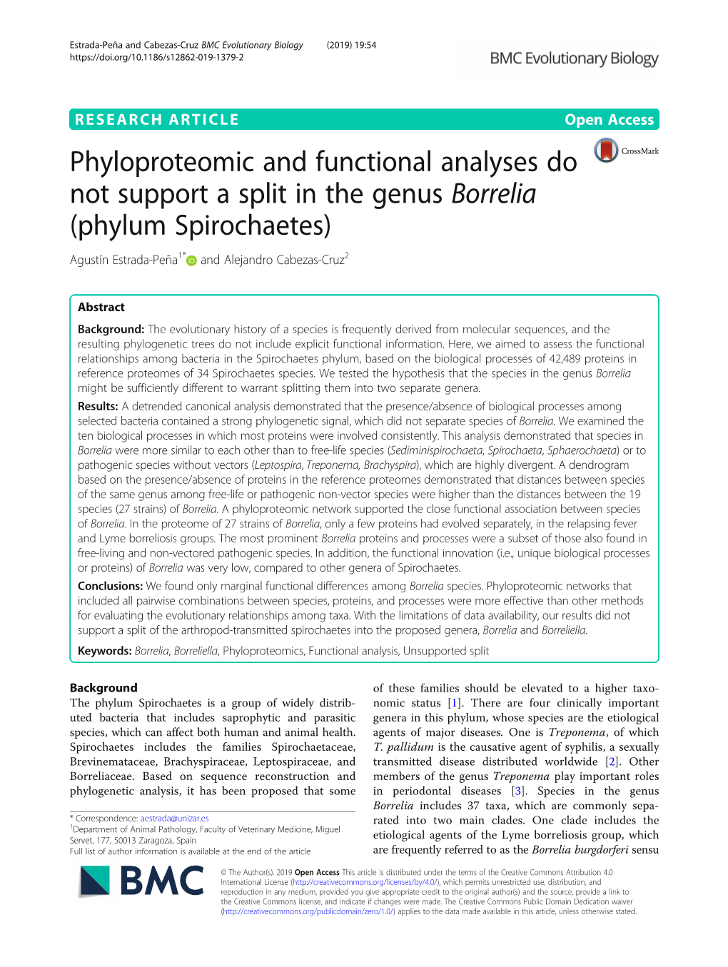 Phylum Spirochaetes) Agustín Estrada-Peña1* and Alejandro Cabezas-Cruz2