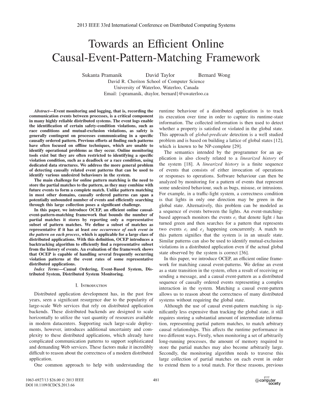 Towards an Efficient Online Causal-Event-Pattern-Matching Framework