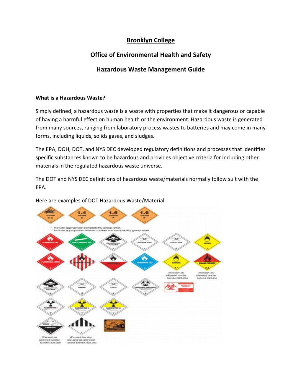 Chemical and Hazardous Waste Management