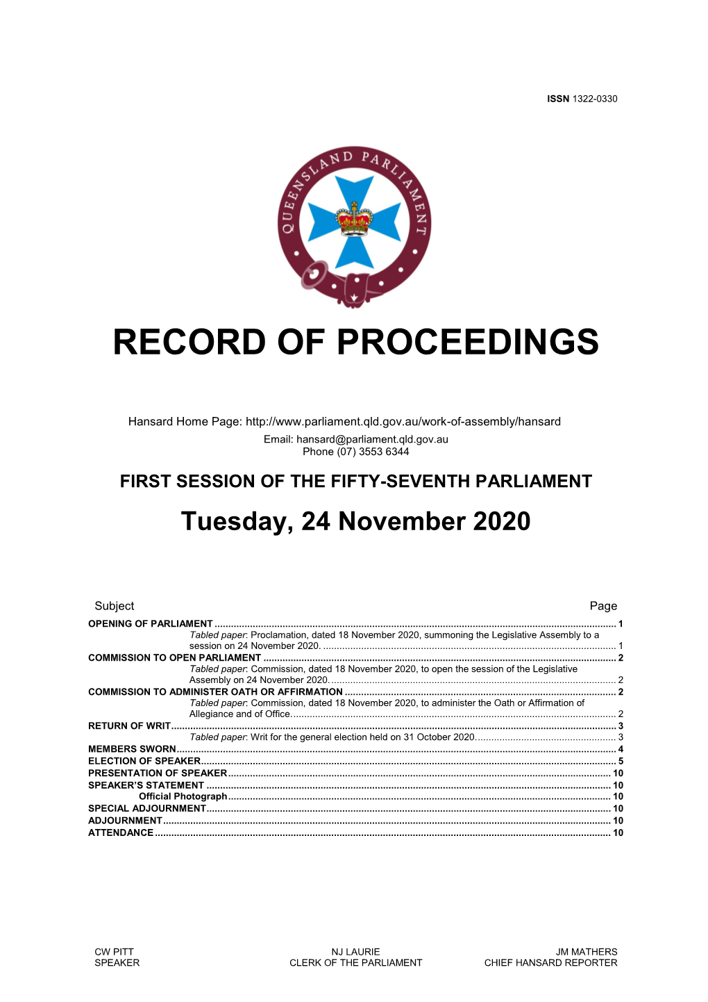 553 6344 First Session of the Fifty-Seventh Parliament