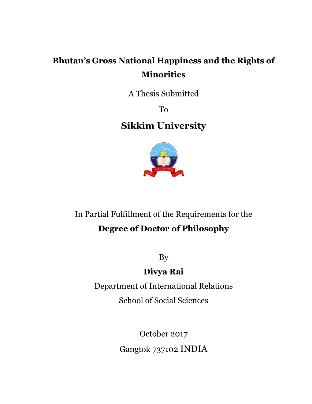 Bhutan's Gross National Happiness and the Rights of Minorities A