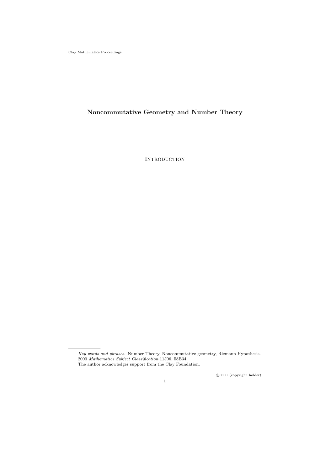 Noncommutative Geometry and Number Theory