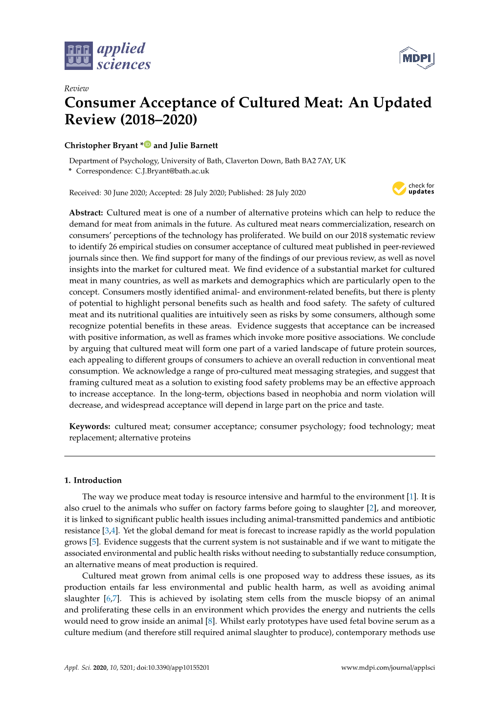 Consumer Acceptance of Cultured Meat: an Updated Review (2018–2020)