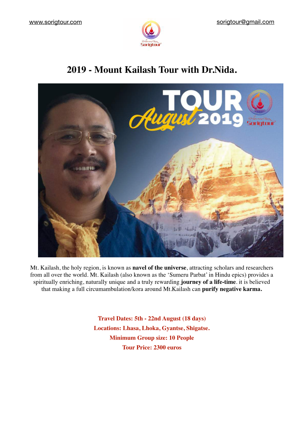 2019 - Mount Kailash Tour with Dr.Nida