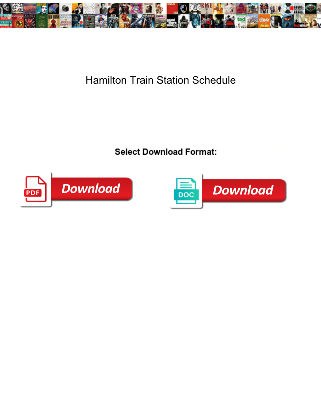 Hamilton Train Station Schedule