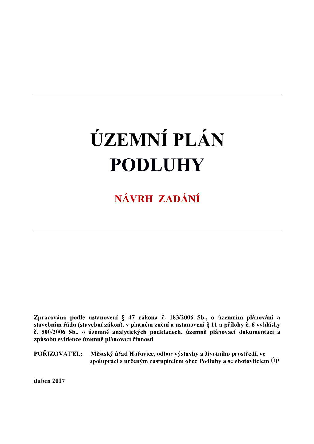 Územní Plán Podluhy