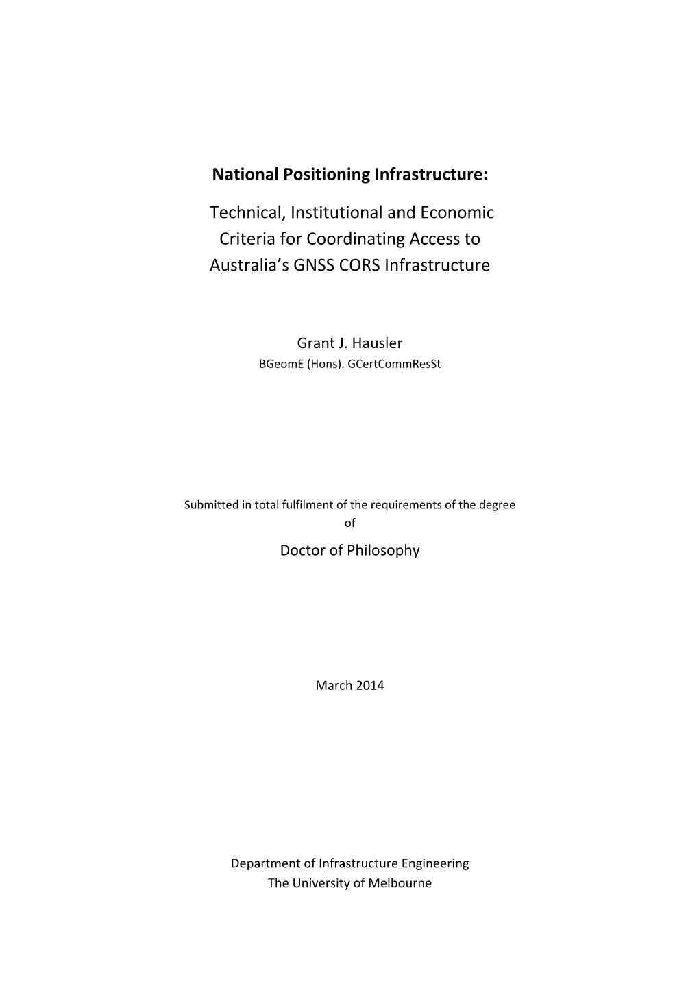 National Positioning Infrastructure