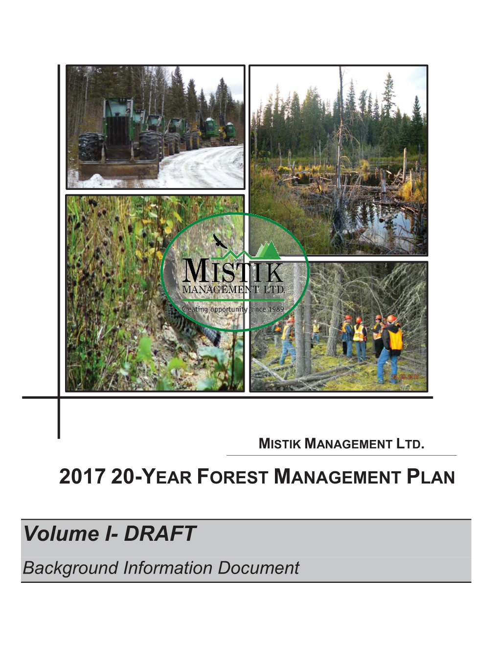 2017 20-YEAR FOREST MANAGEMENT PLAN Volume I