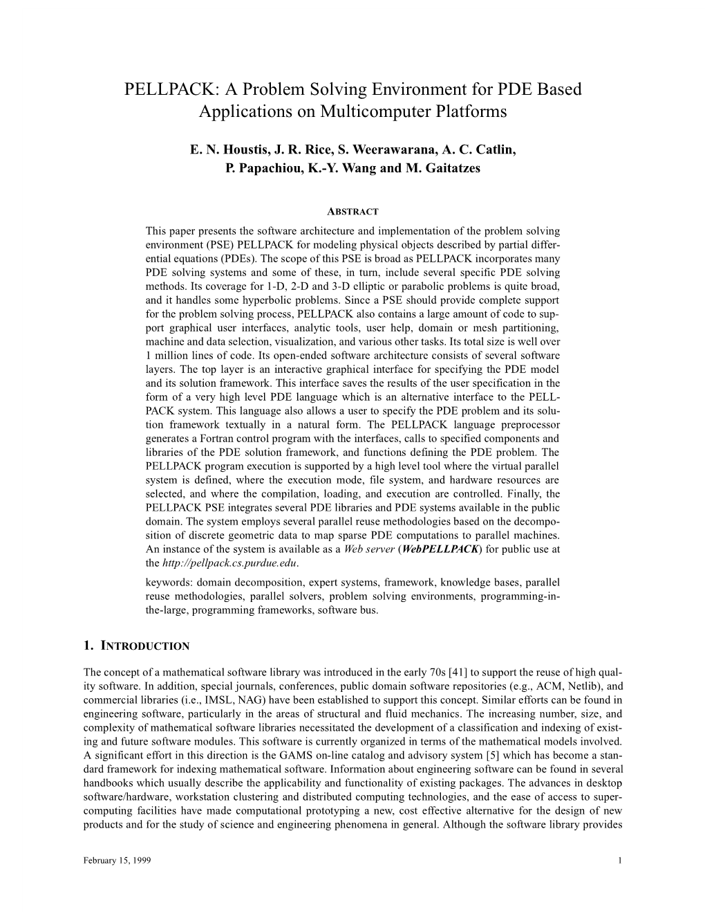PELLPACK: a Problem Solving Environment for PDE Based Applications on Multicomputer Platforms