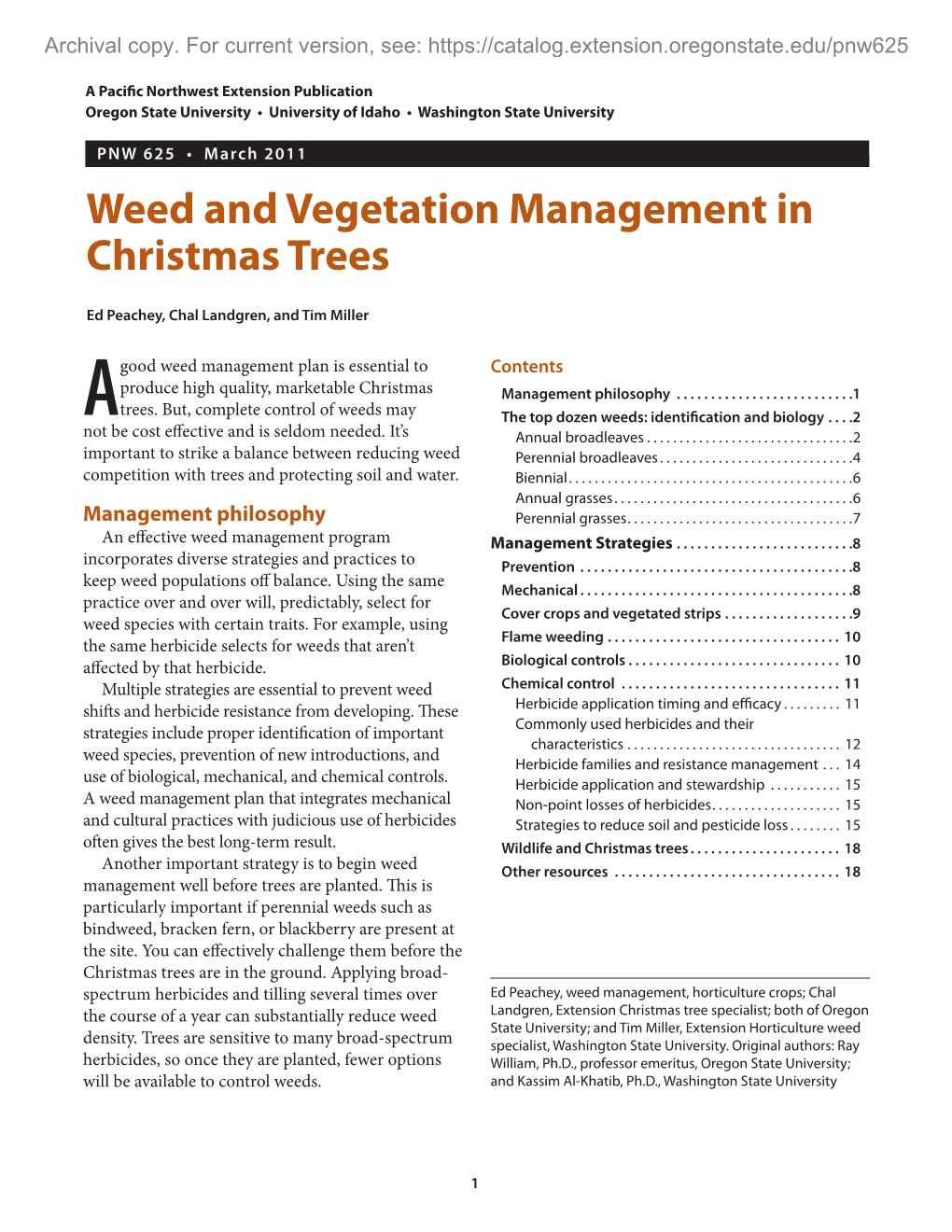 Weed and Vegetation Management in Christmas Trees