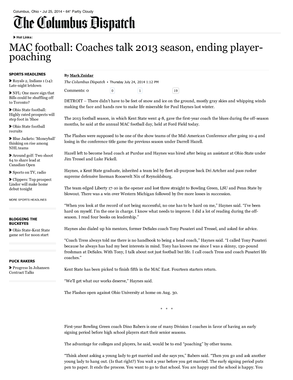 MAC Football: Coaches Talk 2013 Season, Ending Player Poaching