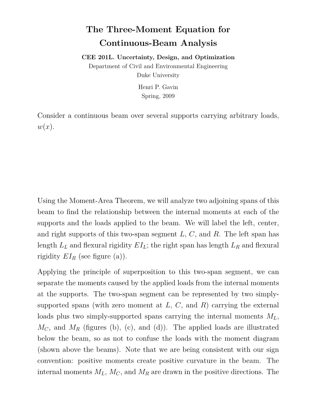 The Three-Moment Equation for Continuous-Beam Analysis