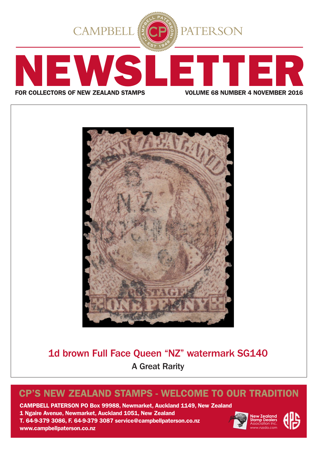 Newsletterfor Collectors of New Zealand Stamps Volume 68 Number 4 November 2016