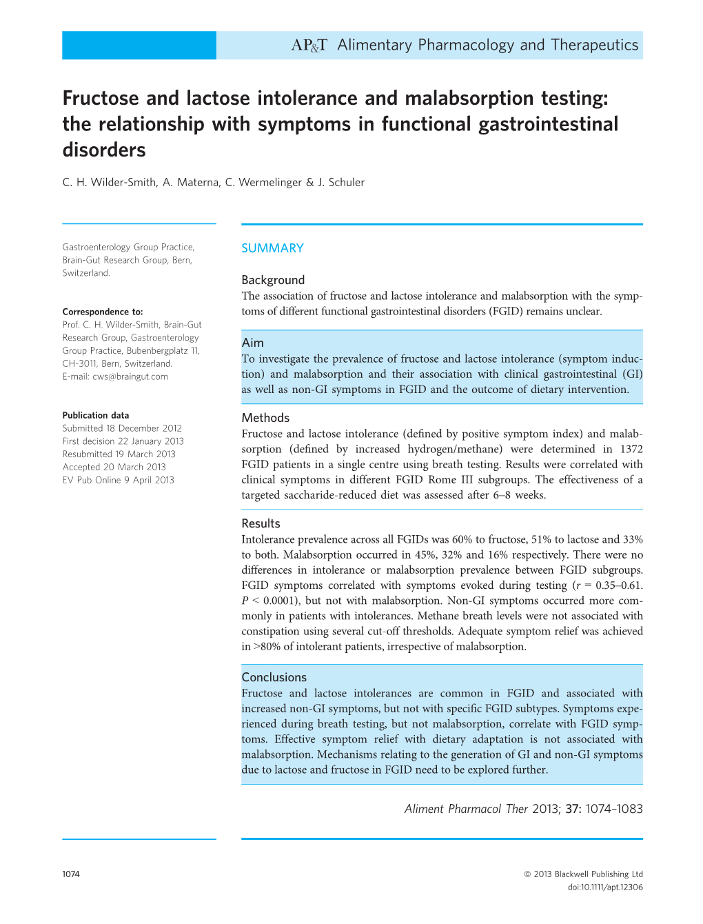 Fructose and Lactose Intolerance and Malabsorption Testing: the Relationship with Symptoms in Functional Gastrointestinal Disorders