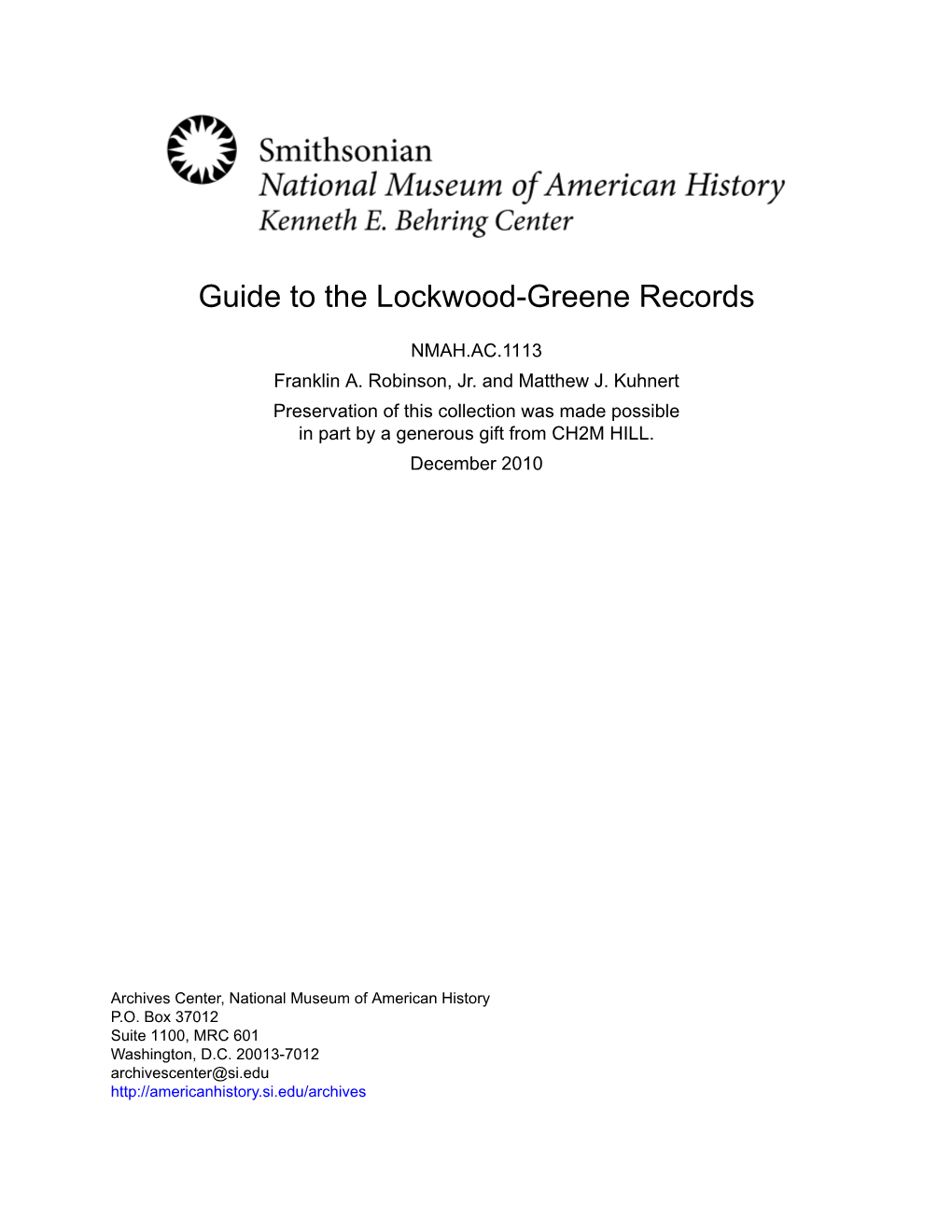 Guide to the Lockwood-Greene Records